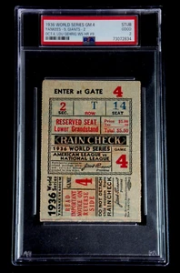 SERIE MUNDIAL 1936 LOU GEHRIG JONRÓN JUEGO 4 NEW YORK YANKEES WIN TICKET PSA 2 - Imagen 1 de 5