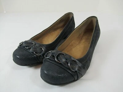 Zapatos planos de cuero trenzado con punta redonda Softspots Posie para mujer talla 6 azul pizarra Foto 1 de 4