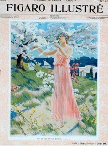 GIRL FLUTE BY DELEFTWICH FOR FIGARO ILLUSTRE 1898 ORIGINAL VINTAGE POSTER - Picture 1 of 1