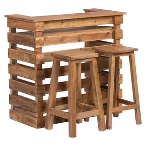 HOLZ MINIBAR "JAVA" | 105x99 cm, mit Hockern | rustikaler Barschrank, Bartresen - Bild 1 von 11