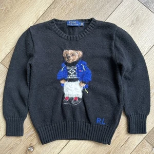 Polo Ralph Lauren RL Knit Cotton Lambs Wool Sweater Polo Bear Kids Size 6 - Picture 1 of 10