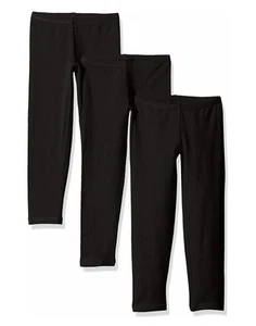 Girls Legging 3 Pack Hanes Tag Free Cottony soft Stretch Black Navy White XS XL - Picture 1 of 2