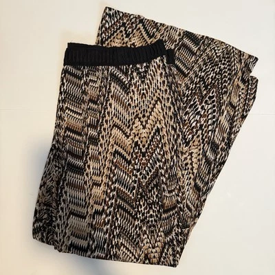 New Directions Brown Pattern Wide Leg Flowy Pants Size 2X Excellent - Image 1 of 4