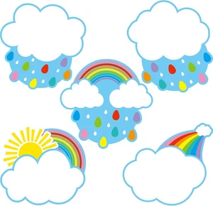 45 Piezas Arco Iris Recortes, Arco Iris Acentos Nube Sol Recortes Papel Etiquetas con Nombre - Imagen 1 de 12