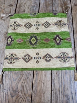 Traditional Kelim Style Green, Gold & Cream CUSHION COVER - Image 1 of 3