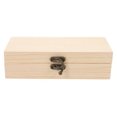  Wood Box with Lid Small Wooden Tea Containers for Bags Pine Boxes - Image 1 of 4