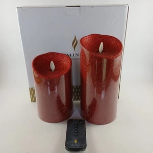 Luminara Set di 2 Candele Senza Fiamma Glitter Rosso con Telecomando 5,5" e 7,25" - Foto 1 di 6