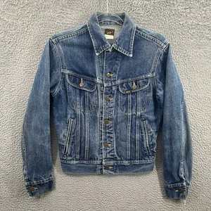 Vtg 60s Lee Union Made USA PATD-153438 Denim Trucker Jacket 34 R Blue Fraying - Foto 1 di 16