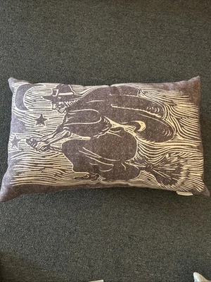 Almohada muy difícil de encontrar cerámica granero Halloween bruja 16" x 26" 2 lados Foto 1 de 3