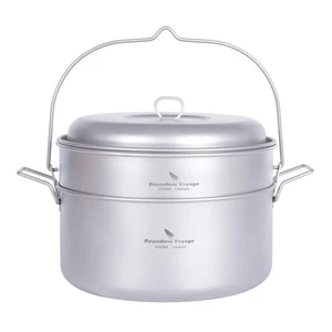 Titanium Food Steamer Pan Stock Pot Soup Pot Outdoor Hanging Pot Portable Tra... - Picture 1 of 8