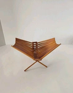 Vintage Wooden MCM Foldable/Collapsible Chopstick Fruit Holder Basket - Picture 1 of 11