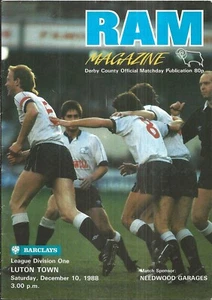 Football Programme DERBY COUNTY v LUTON TOWN Dec 1988 - Picture 1 of 1