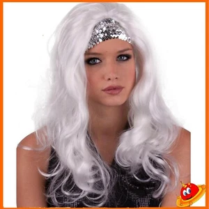 Carnevale Halloween Donna Parrucca Super Star Fascia Testa Pailette  - Imagen 1 de 3