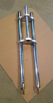 CHROME TRIPLE TREE BICYCLE FORK 1" THREADED 26" BICYCLES 30"LONG DISCBRAKE READY - Image 1 of 4