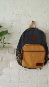 L.L. Bean Canvas Flannel Laptop Backpack Vintage Style Beige Navy Blue Academia - Picture 1 of 12