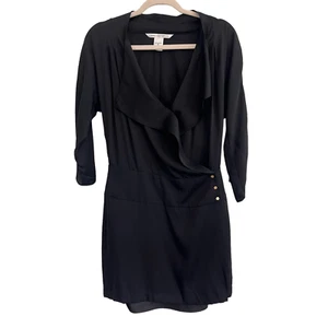 Diane Von Furstenberg Black Silk Wrap Dress With Snaps Size 6 - Picture 1 of 9