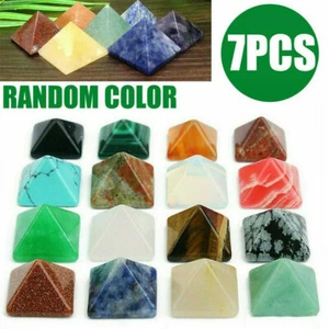 7Pcs Natural Chakra Pyramid Quartz Stone Set Reiki Generator Healing Gemstones - Picture 1 of 11