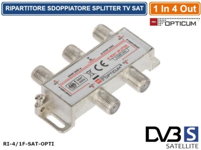 RIPARTITORE SPLITTER SEGNALE TV SATELLITARE 1 INGRESSO 4 USCITE - Immagine 1 di 2