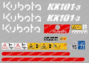 Kubota KX101-3 Mini Aufkleber Bagger Komplettset mit Sicherheit Warnzeichen - Bild 1 von 1