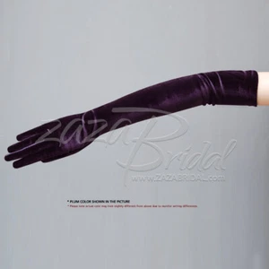 19.5" Long Stretch Velvet Gloves Slip-On 12BL / Various Colors - Picture 1 of 10