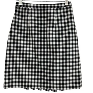 Diane Von Furstenberg Eliza Skirt Size 0 Black White Checkered Pleated - Picture 1 of 6