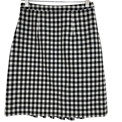 Falda de guinga plisada Diane Von Furstenberg Eliza talla 0 negra blanca a cuadros Foto 1 de 4