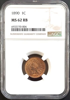 1890 Indian Head Cent certified MS 62 RB by NGC! - Image 1 of 4