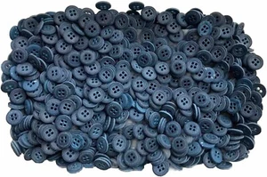 Buttons 12mm 20L Blue Mid Blue Matt Mottled Vintage Rustic 4 Hole Button W52 - Picture 1 of 24