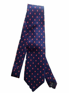 Symmetry Men’s Silk Tie Hand Made Red Blood Drops On Blue Medical New In Wrapper - Picture 1 of 7