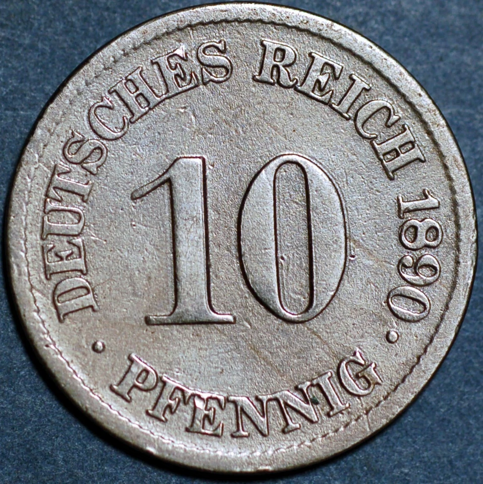 Germany Empire 10 Pfennig 1890 J Wilhelm II KM# 12 - Image 1 of 2