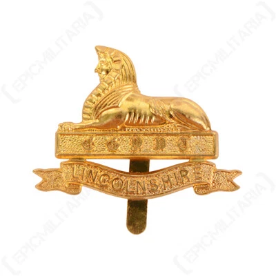 British Lincolnshire Regiment Brass Cap Badge - Reenactment Military Army - Image 1 of 2