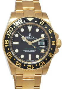 Rolex GMT-MASTER II 18k Yellow Gold & Ceramic Black Dial 40mm Watch Z 116718 - Picture 1 of 9