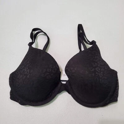 Victoria Secret ROSA Mujer Sujetador 34C Negro Guepardo Encaje Camiseta Ligeramente Forrada Foto 1 de 4