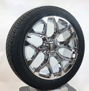 Chrome Snowflake 22" Wheels Goodyear Tires Chevy Tahoe Silverado Suburban LTZ - Picture 1 of 6