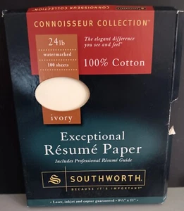 Ivory Resume 100% Cotton Paper 25 Sheets in Box - Photo 1/1