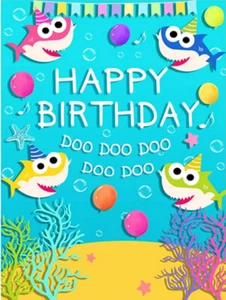 BABY SHARK Birthday Scene Setter wall mural BACKDROP 5'x3' fish ocean doodoodoo - Picture 1 of 2