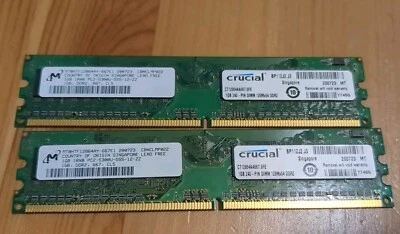 Micron MT8HTF12864AY-667E1 1GB PC2-5300U DDR2 667 Non-ECC Memory, Set Of 2 - Image 1 of 3