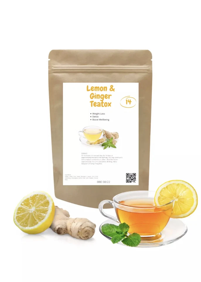 14 Tage Detox Tee Gewichtsverlust Tee Abnehmen Diät Zitrone & Ingwer Teatox 🙂 VERKAUF 🙂