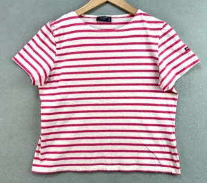 Saint James L’Atelier Nautical Striped Tee 10 Short Sleeve Pink White Striped - Picture 1 of 8