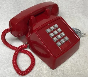Teléfono de mesa de escritorio vintage CORTELCO 2500 Series ROJO pulsador tono táctil - Imagen 1 de 7