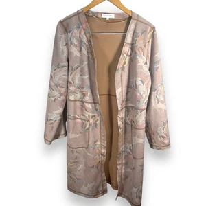 SOLITAIRE Anthropologie Vegan Suede Floral Dusty Rose Jacket Duster Size Large - Picture 1 of 8