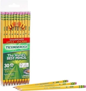 TICONDEROGA PENCILS, Wood-Cased #2 HB Soft, Pre-Sharpened with Eraser,... - Picture 1 of 4
