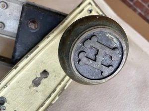 Antique brass monogrammed door knobs from Holly Hotel West Virginia - Picture 1 of 6