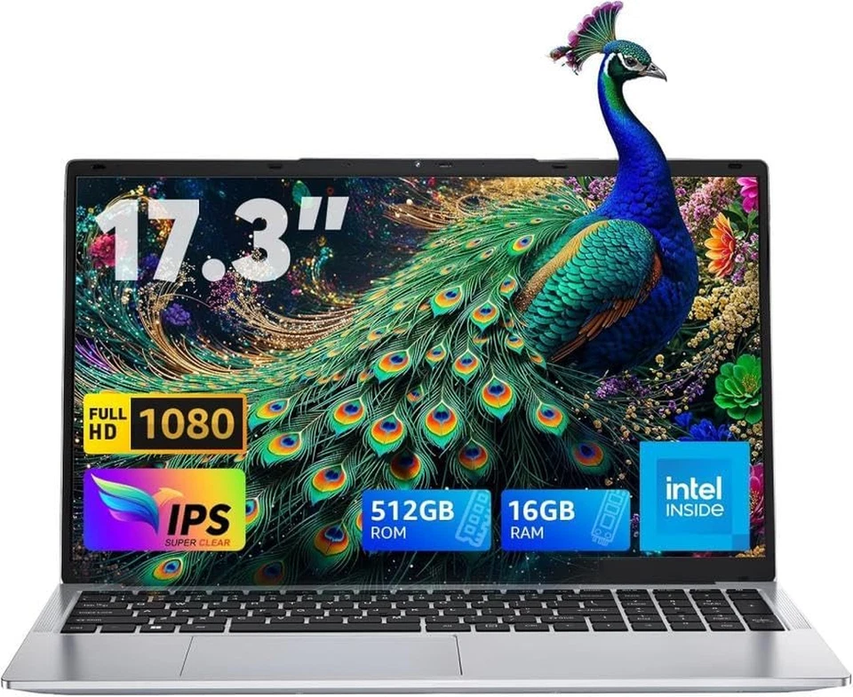 2025 Pc Portatile 17.3 Pollici 16 GB RAM DDR4 512 GB SSD, 4 Nuclei Processore Al - Immagine 1 di 4