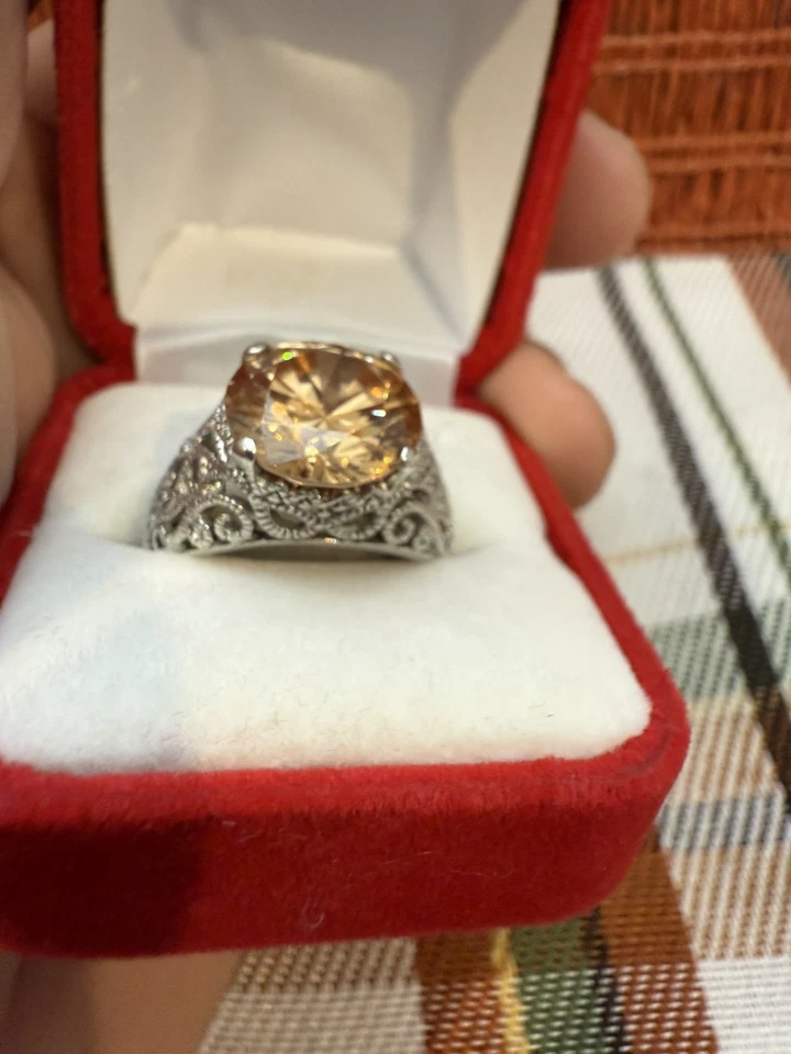 Anillo Joseph Esposito ESPO Plata de Ley 925 Jubileo Rosa Champagne Talla 7.25 Foto 1 de 4