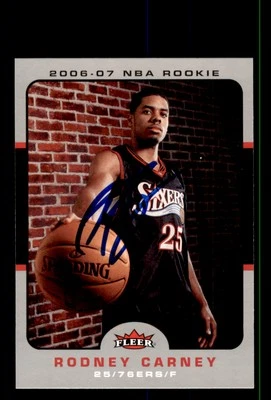 Signed Basketball Card Auto Rodney Carney 2006-07 Fleer #206 Philadelphia 76ers - Image 1 of 2