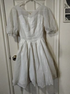 Ladies Vintage Dotted Swiss White Dress - Picture 1 of 7