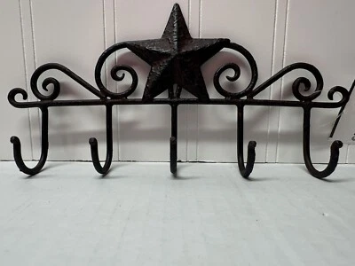 Sturdy 5 Hook Brown Metal Barn Star Key Hanger New with Tag - Image 1 of 3