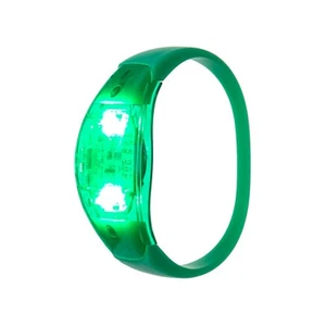 6 Green LED Sound Activated Bracelets Light Up Flashing Voice Control Band Music - Picture 1 of 4