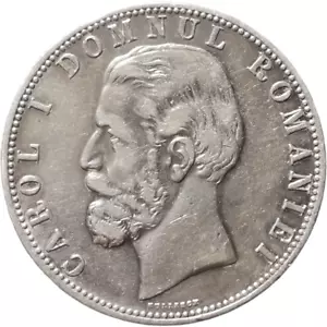 Romania Carol I 5 Lei 1880 B Silver .900 Not cleaned in original found condition - Picture 1 of 4